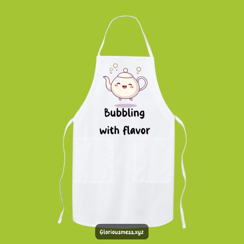 Funny Dancing Teapot Apron: Kitchen Bubble Character - Chef Funny Gift!