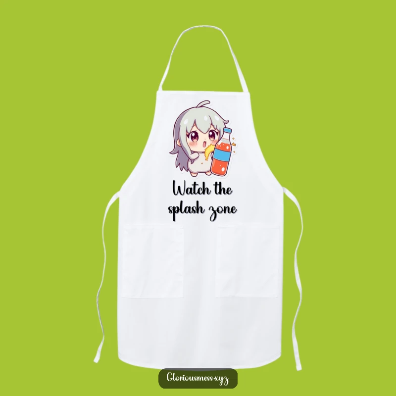 Funny Kitchen Soda Explosion Apron: Character Wears Its Shock - Cook & Laugh!