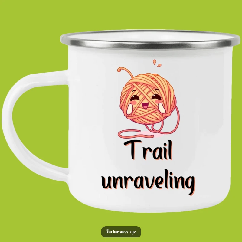 Funny Yarn Ball Camping Mug: Outdoor Tangled Character - Adventure Funny Gift!