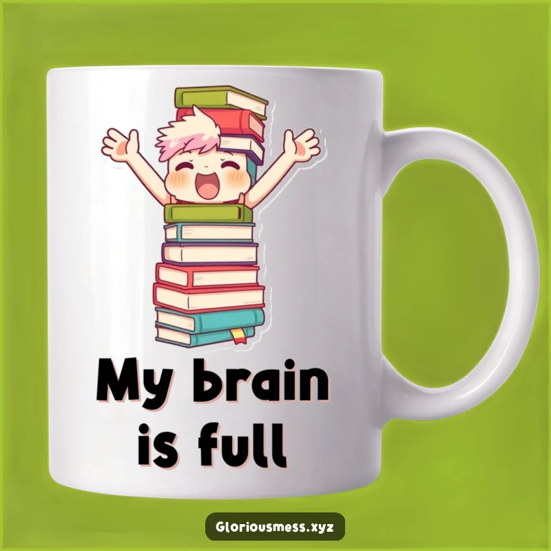 Funny Book Tower Balancing Act Mug: Flailing Character - Perfect Gift For Readers!