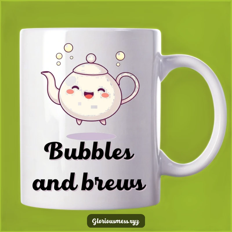 Funny Dancing Teapot Mug: Bubble Character Fun - Whimsical Funny Gift!