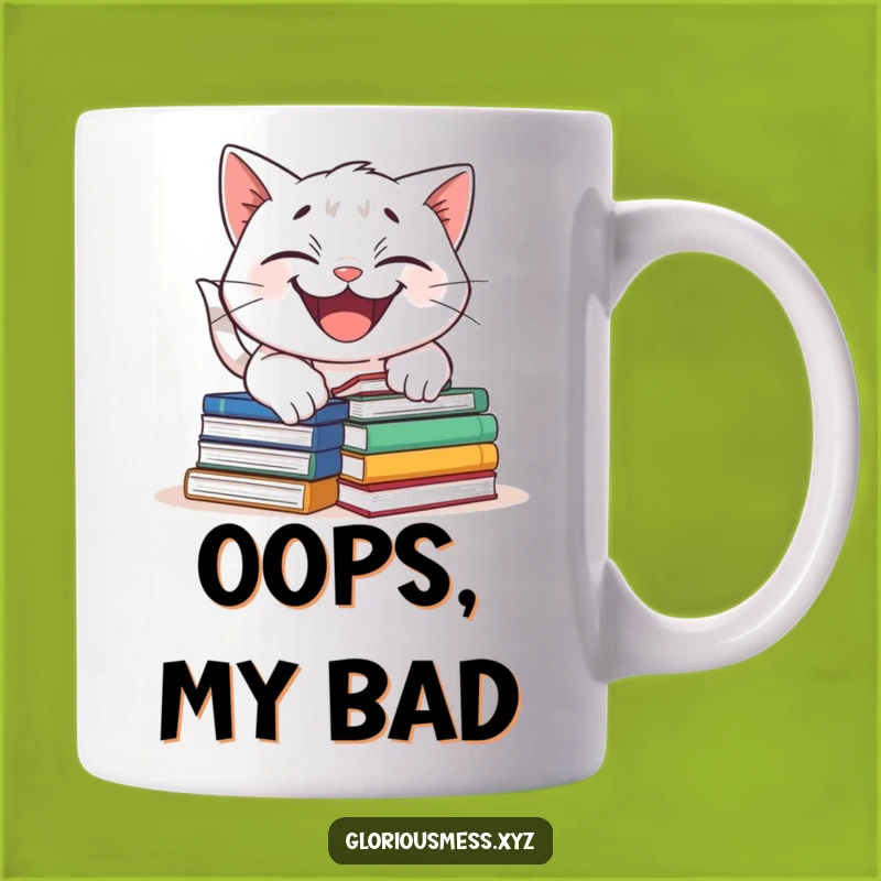 Funny Cat Tripping Mug: Mischievous Book Lover Character - Purrfect Funny Gift!