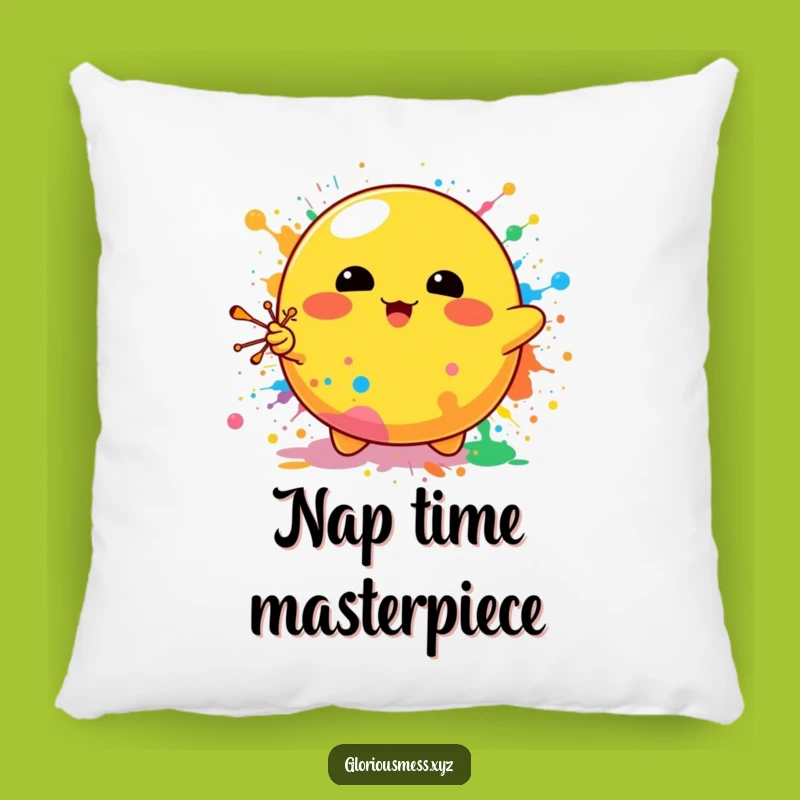 Funny Blob Paint Splatter Pillow: Comfy Art Character Cushion - Sweet Funny Gift!