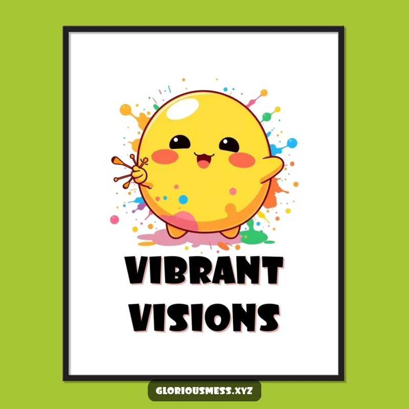 Funny Blob Paint Splatter Digital Art: Character Print - Instant Funny Gift!