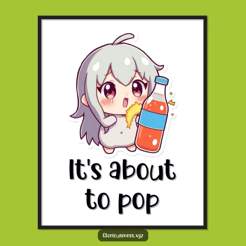 Funny Soda Blast Digital Art: Character’s Shocking Reaction - Printable Humor!