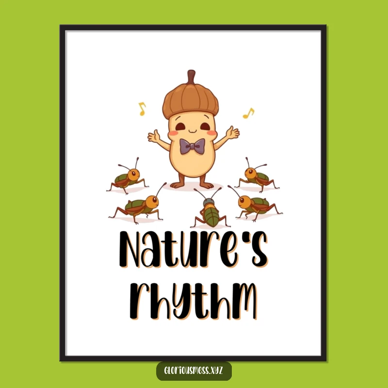 Funny Acorn Conductor Digital Art: Instant Hilarious Nature Decor