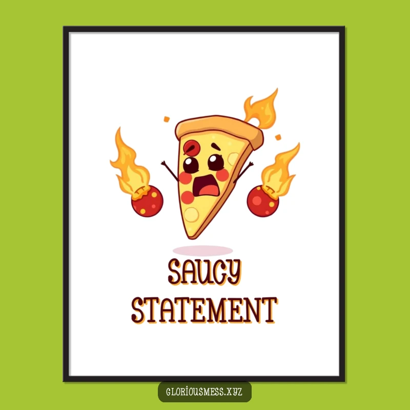 Funny Pizza Slice Digital Art: Instant Hilarious Decor for Foodie Spaces