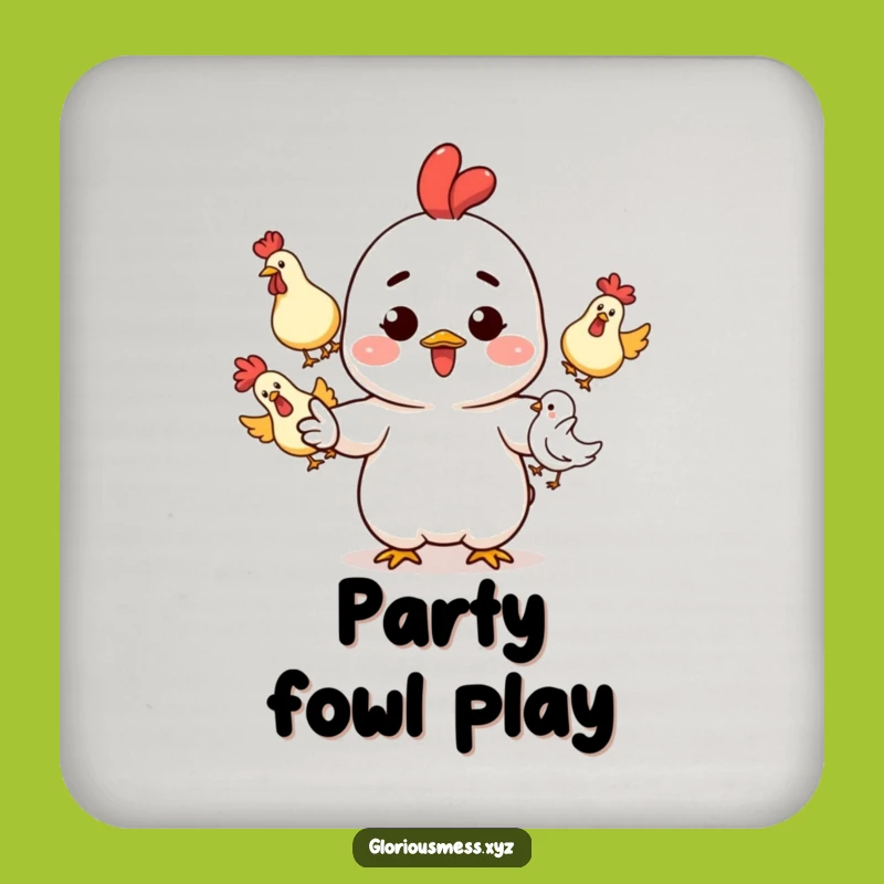 Funny Juggling Coaster: Rubber Chicken Art, Great Funny Gift!