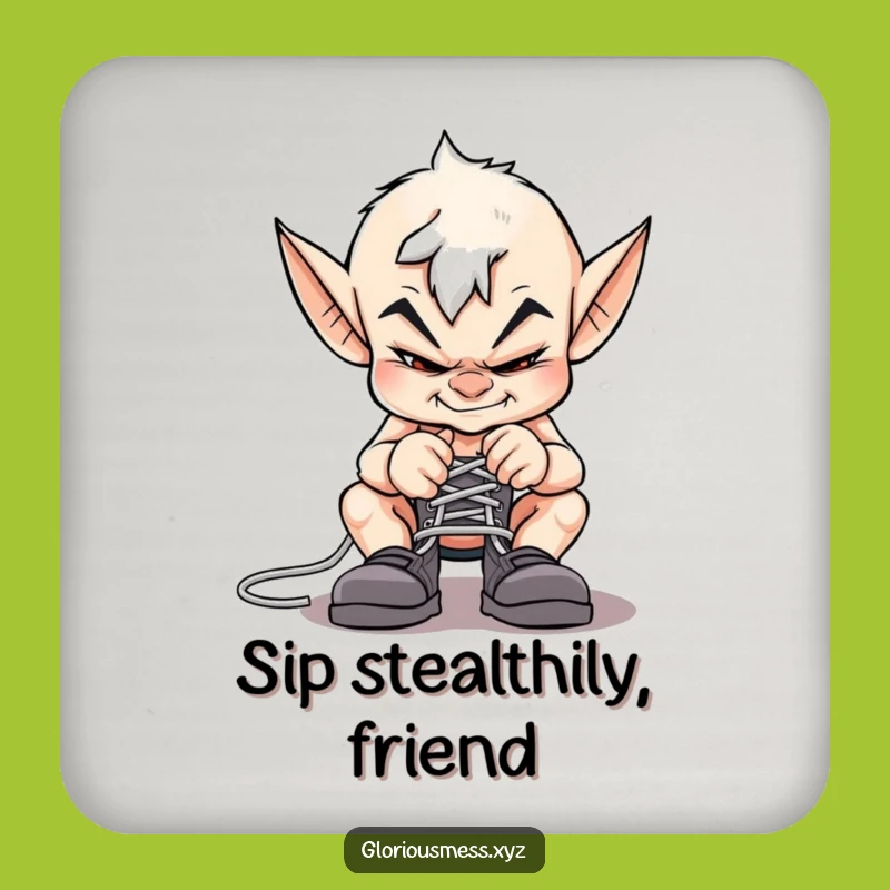 Protect Surfaces with Pranks: Funny Imp Shoelace Coaster