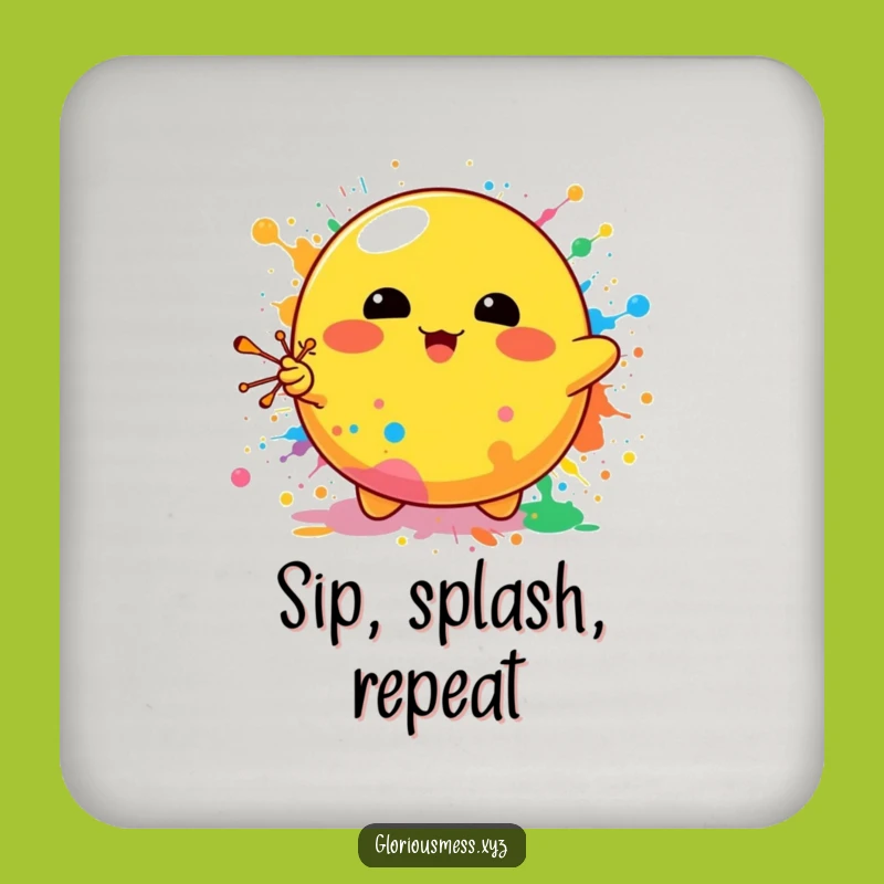 Funny Blob Paint Splatter Coaster: Art Character Protection - Unique Funny Gift!