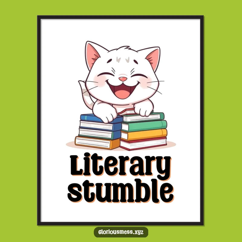 Funny Cat Tripping Poster: Bookish Chaos Character - Decorate Funny Gift!
