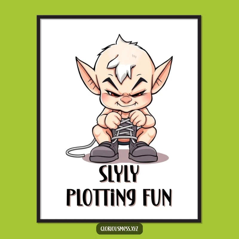 Prankster's Paradise: Funny Imp Shoelace Poster for Playful Spaces