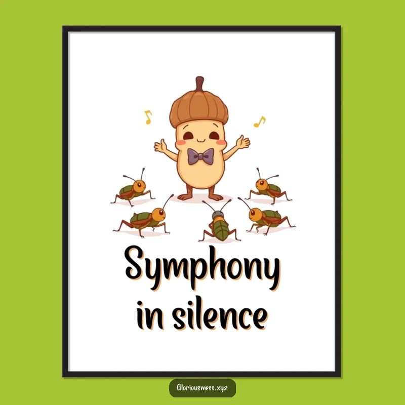 Funny Acorn Conductor Poster: Vibrant, Hilarious Nature Art for Your Walls