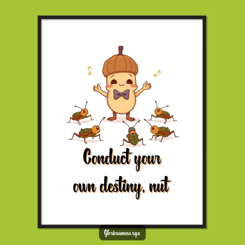 Funny Free Printable Wall Art: Acorn Conductor, Whimsical Downloadable Decor Gift