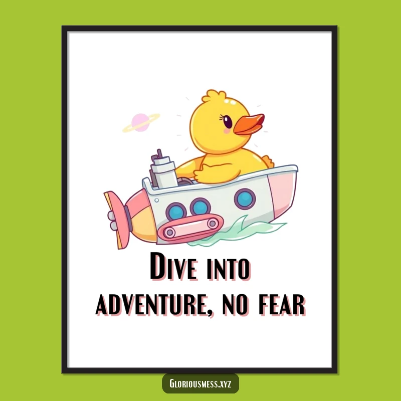Funny Free Printable Wall Art: Duck Submarine, Quirky Downloadable Decor Gift