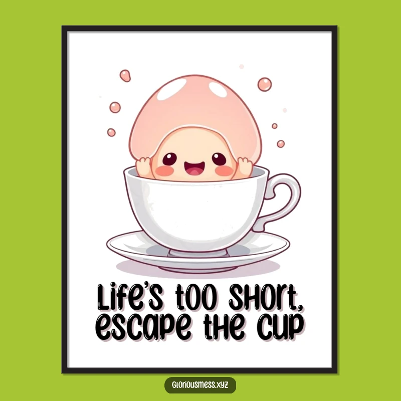 Funny Free Printable Wall Art: Jelly Teacup Struggle, Quirky Downloadable Decor Gift