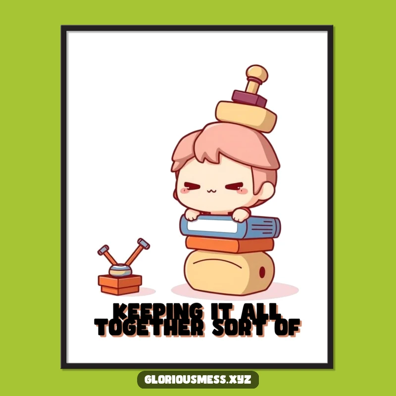 Free Printable Wall Art: Funny Balancing Character, Humorous Downloadable Art