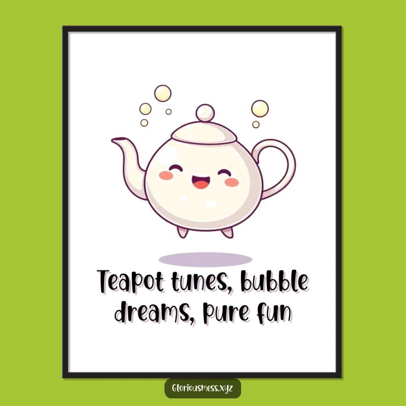 Free Printable Wall Art: Dancing Teapot Bubbles Whimsical Downloadable Art