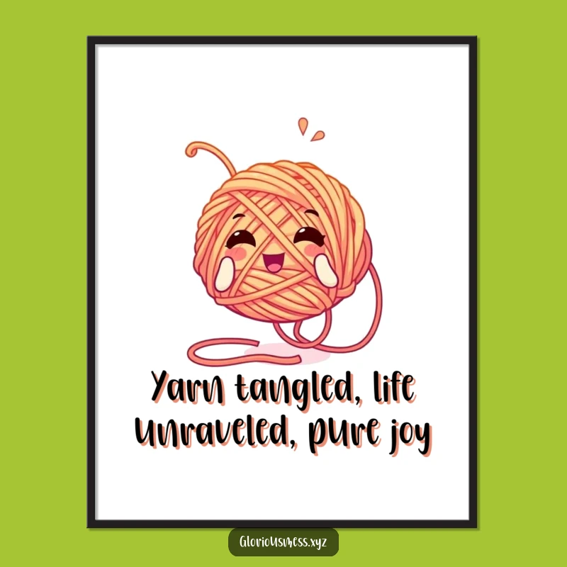Free Printable Wall Art: Yarn Ball Unwinding Whimsical Downloadable Art