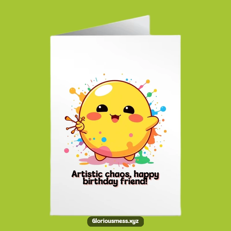 Free Printable Birthday Card: Happy Blob Paint Splatter Funny Downloadable Gift