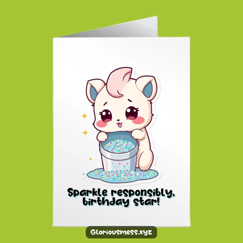 Free Printable Birthday Card: Glitter Spill Surprise - Funny Downloadable Gift