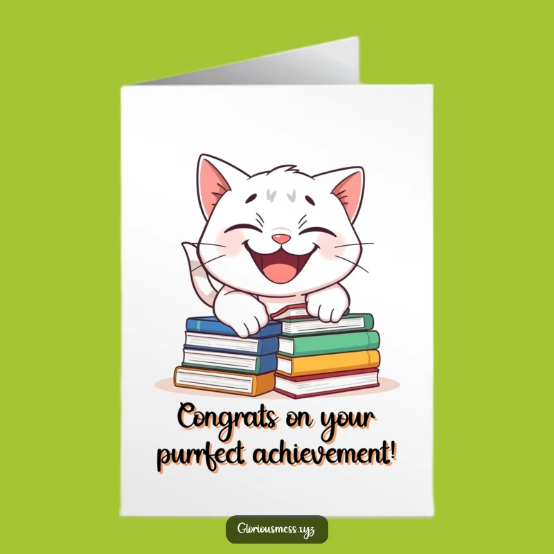 Free Printable Congrats Card: Cat Tripping Books Funny Downloadable Gift