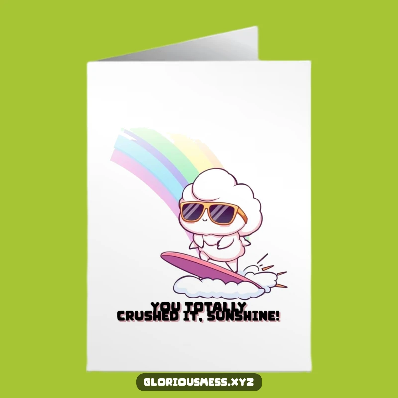 Free Printable Congrats Card: Cloud Surfing Rainbow, Awesome Downloadable Achievement Gift