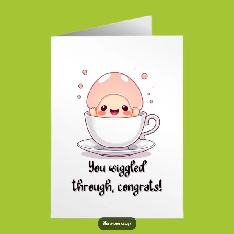 Free Printable Congrats Card: Jelly Escapes Cup, Humorous Downloadable Achievement Gift
