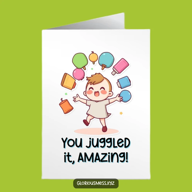 Free Printable Funny Juggling Congrats Card - Hilarious Downloadable Gift for Any Win