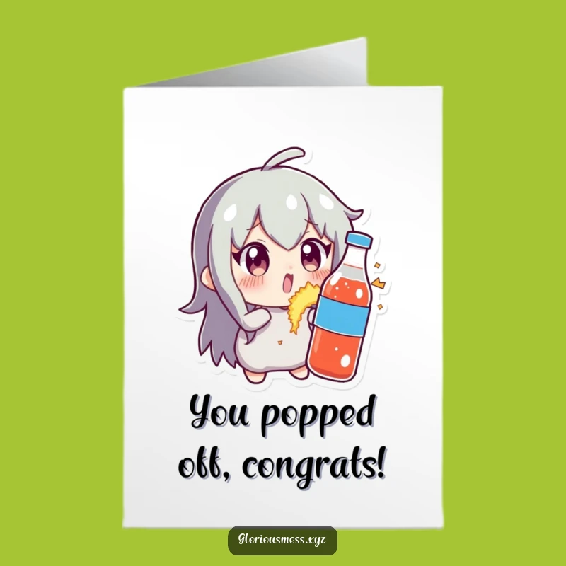 Free Printable Congratulations Card: Exploding Soda Character's Wild Success Downloadable