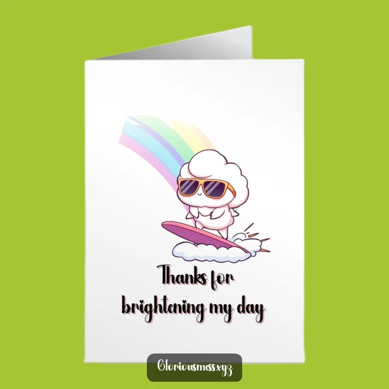 Free Printable Thank You Card: Cool Cloud Surfing Rainbow, Grateful Downloadable Gift