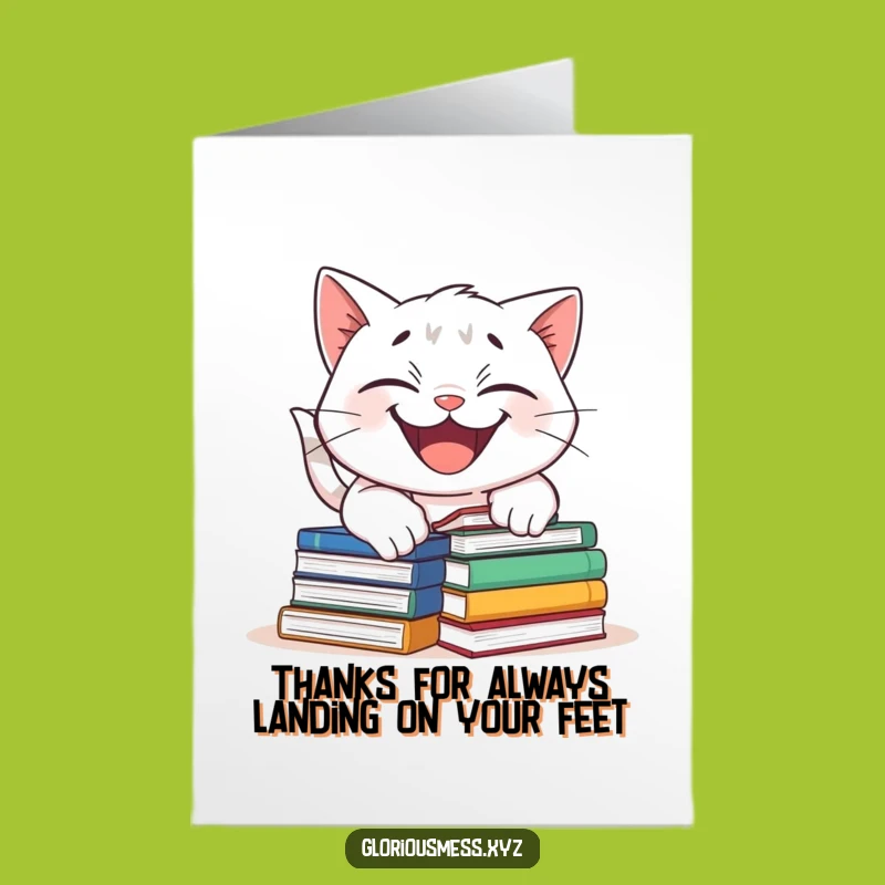Free Printable Thank You Card: Cat Tripping Books Funny Downloadable Gift