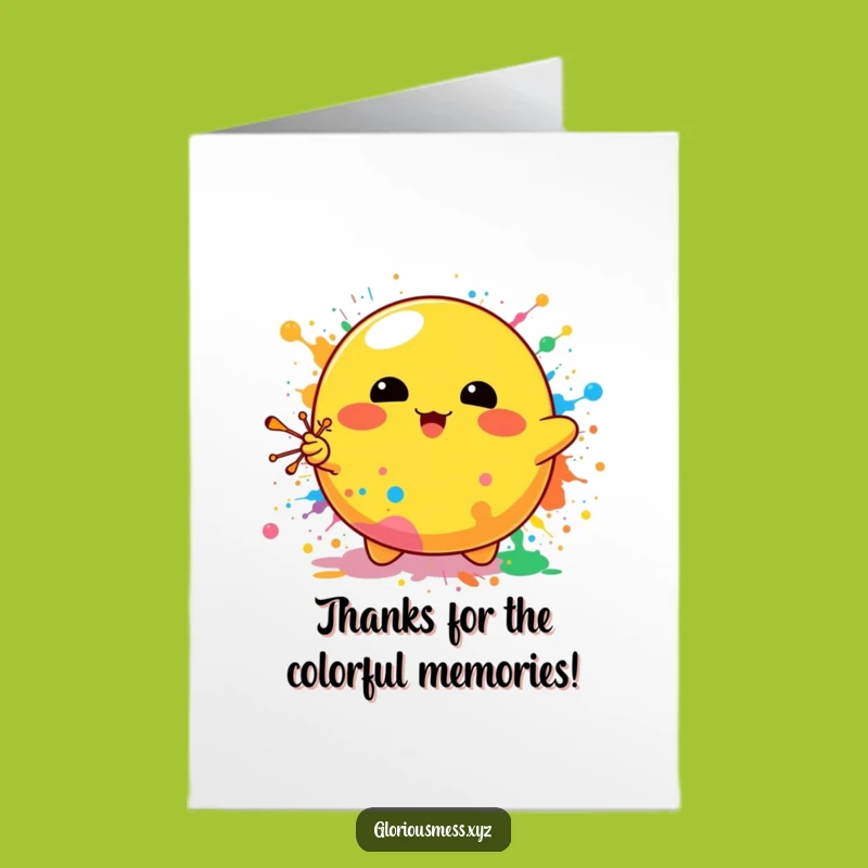 Free Printable Thank You Card: Blob Paint Splatter Gratitude Funny Downloadable Gift