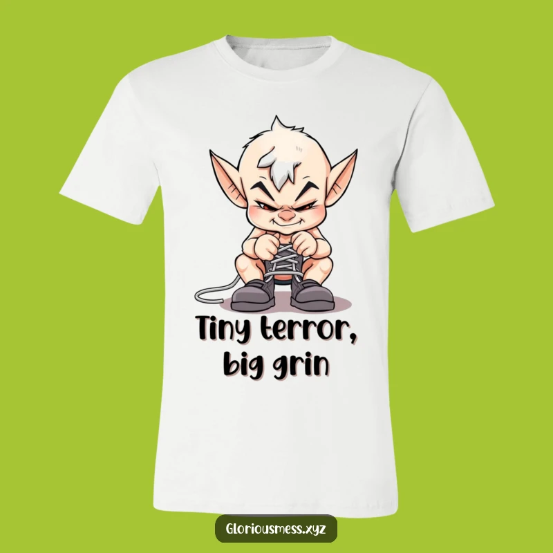 Funny Mischievous Imp Shoelace Prank T-Shirt: Wear Your Tricks