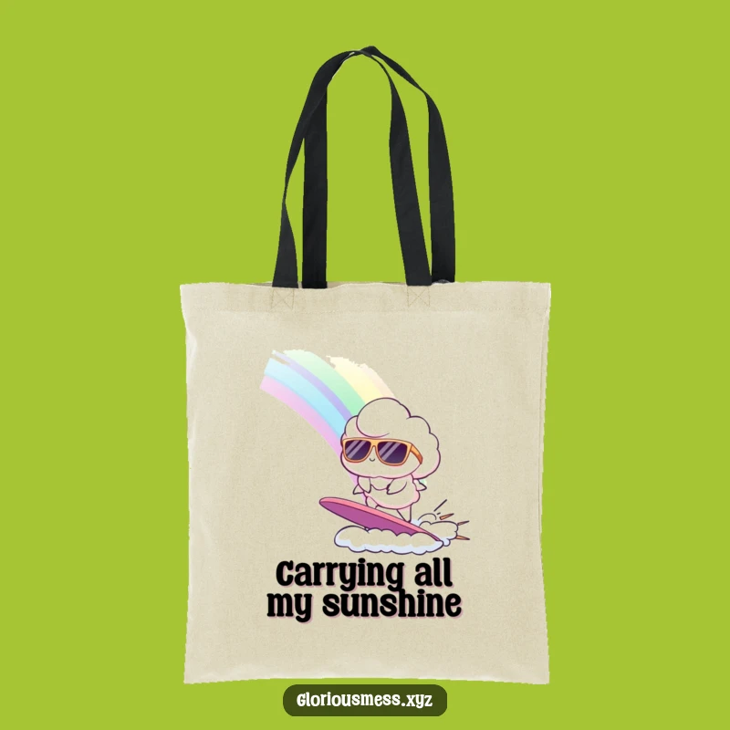 Funny Cloud Surfing Rainbow Tote Bag: Durable, Stylish, and Packed with Humor